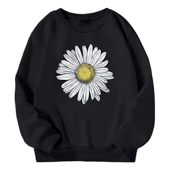 Kiijoy Toddler Girls Sunflower Sweatshirt Comfortable Crew Neck Pullover Top, Sizes 3-4