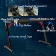 thumbnail image 3 of Soontrans 47" Z Shaped Gaming Desk, Computer Gaming Table Desk with LED Lights, Carbon Fibre Home Office Desks PC Gamer Workstations with Cup Holder & Headphone Hook, Black, 3 of 8