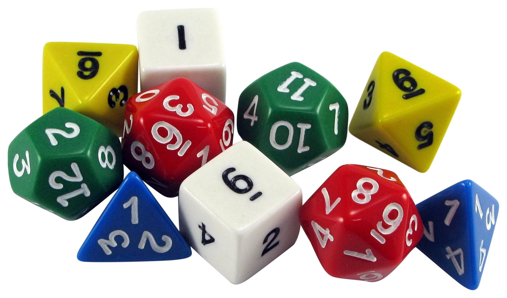 Polyhedra Dice - Set of 10 - Assorted Shapes & Colors