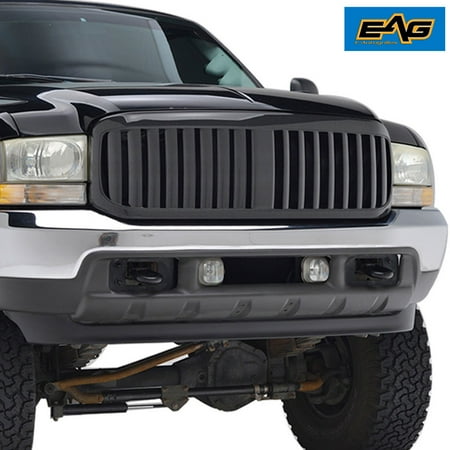 - EAG 99-04 Ford F-250/F-350 Super Duty Grille Black Vertical Bar Replacement ABS Grill Carbon Fiber Look