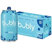 Bubly Just Bubly Unflavored Sparkling Water, 12 fl oz, 8 Pack Cans