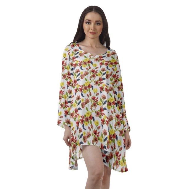 Moomaya Tuniques à Manches Longues pour Femmes Robes Imprimées à Manches Longues Filles