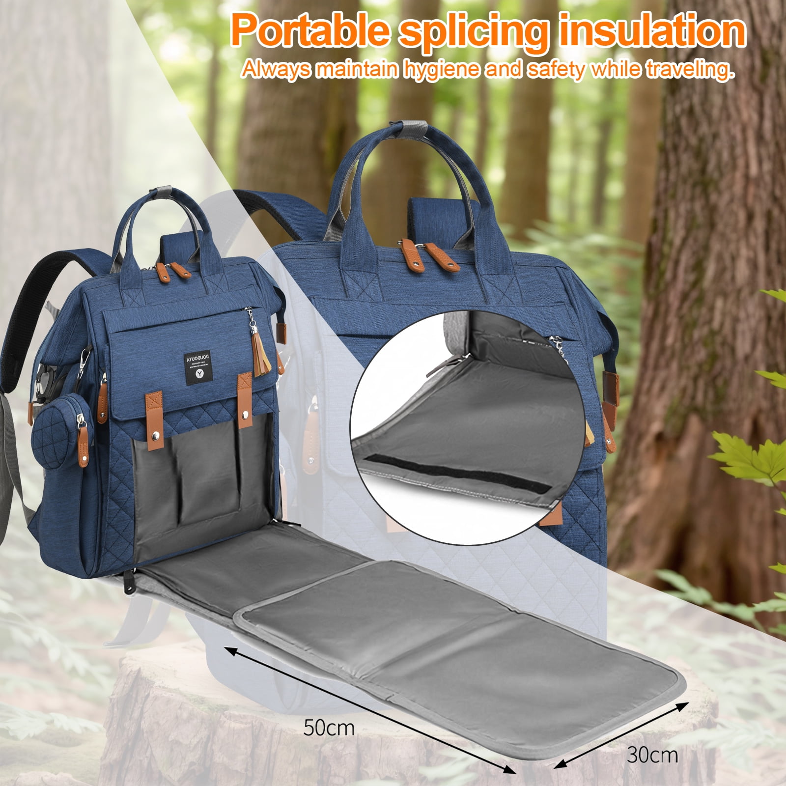 Eurhowing Baby Diaper Bag Backpack for Mom & Dad, Large Capacity Baby Bag with Stroller Straps & Insulated Pocket, Waterproof Diaper Backpack for Travel, Blue