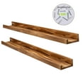 thumbnail image 4 of 48 Inches Long Wood Photo Picture Ledge Shelf With Lip Floating Shelves For Books Set Of 2 Rustic Wall Bedroom Office Bathroom Living Room Frames, 4 of 7