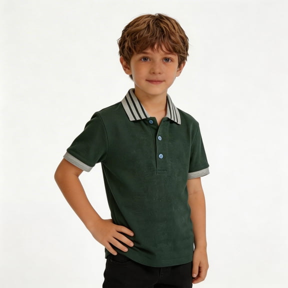 WELOIJEVBE Kids Boy's Short Sleeve Polo Shirts School Uniform Shirts Casual Collared V Neck Boys Button down Shirt Shirts for Boys 3-4 Years