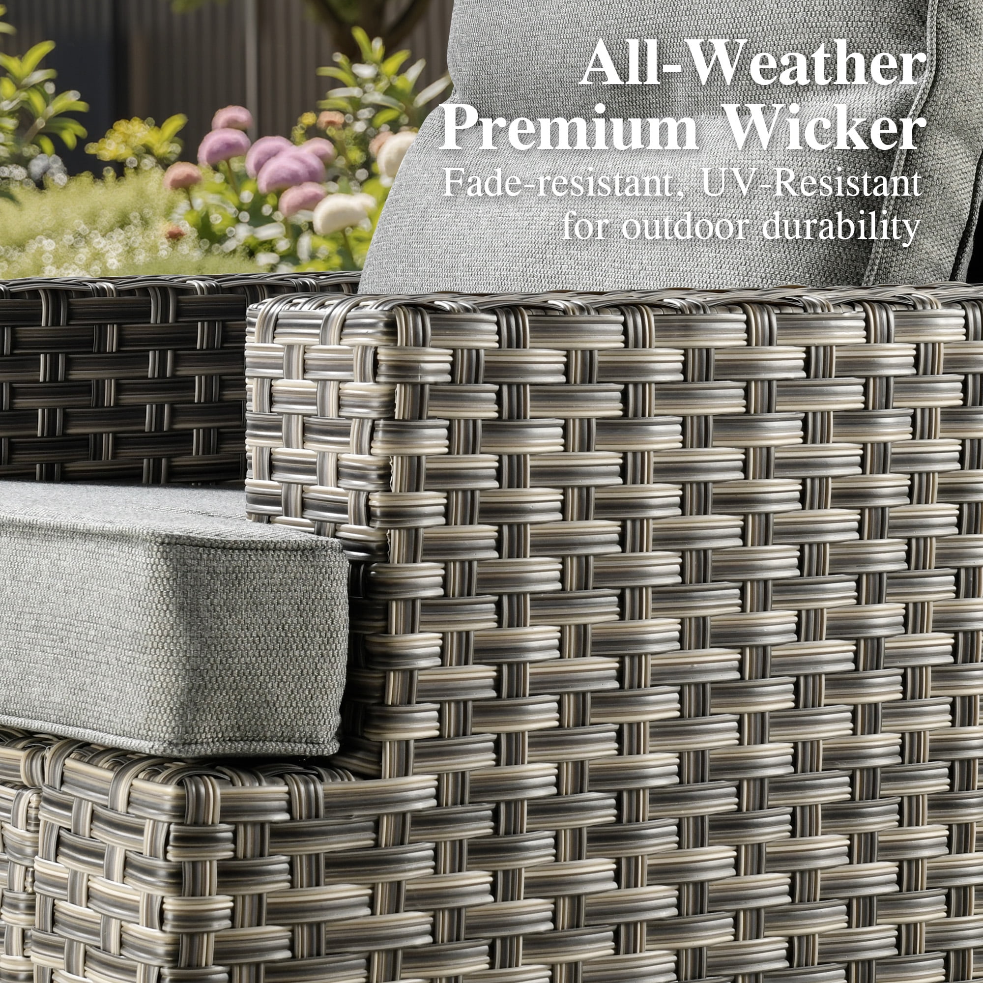 Ovios 8 Pieces Outdoor Patio Sectional Furniture All-Weather Rattan Wicker Conversation with Swivel Glider Rocking Chair Patio Sofa Outdoor Chairs for Backyard Balcony