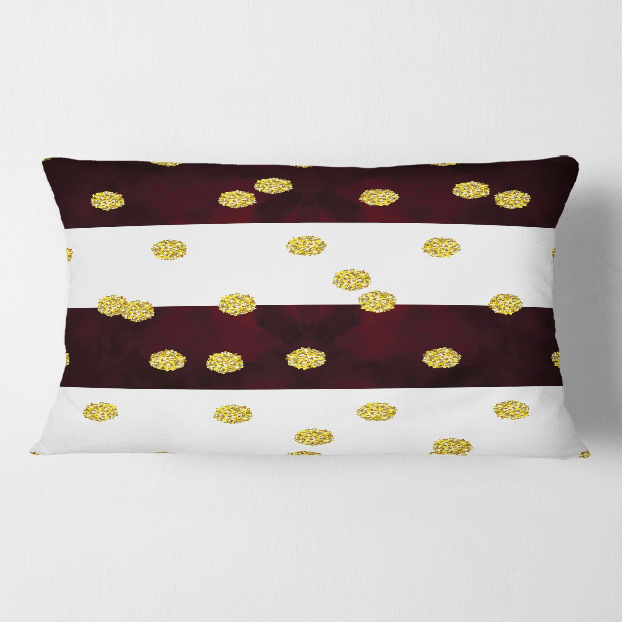 Designart Gold Polka Dot Pattern I' Mid-Century Modern Throw Pillow - 12x20