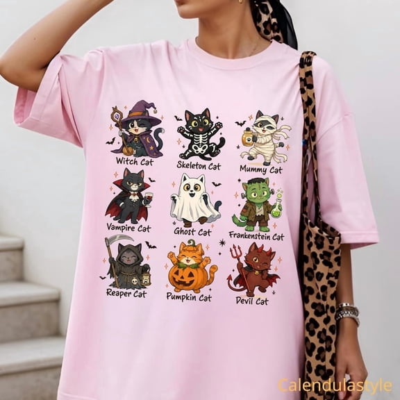 Black Cat Halloween Shirt, Spooky Monster Cats Tee, Vintage Cat Mom Tshirt, Ghost And Cat T-Shirt, Halloween Ghost Shirt, Spooky Season Cat