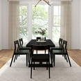 thumbnail image 3 of Plank+Beam 72" Classic Solid Wood Dining Table Set, Walnut Wirebrush, + 6 Chairs Black, 3 of 6