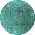 thumbnail image 1 of Ahgly Company Indoor Round Oriental Turquoise Blue Industrial Area Rugs, 5' Round, 1 of 4