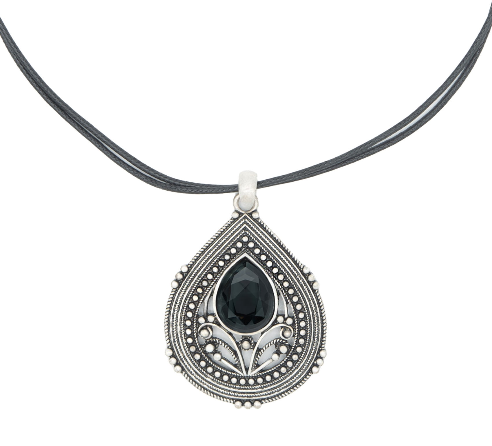 Vintage Style Black Onyx Necklace and Bracelet Set with Antique Silver Tone Finish Jewelry Necklace Bracelet Silver