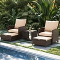thumbnail image 2 of Poteban Balcony Furniture 5 Piece Patio Furniture Set, Outdoor Patio Chair with Ottoman for Front Porch Deck, Wicker Lounge Chair with Side Table, Khaki, 2 of 8