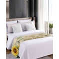 thumbnail image 4 of Bed Runner Scarf Twin Size, Vintage Sunflower Stain Bed Runners & Scarves for Foot of Beds, Pastoral Floral Retro Art Watercolor Decorative Bedding Runner Scarf for Hotel Home Bedroom 71 x20 Inch, 4 of 6