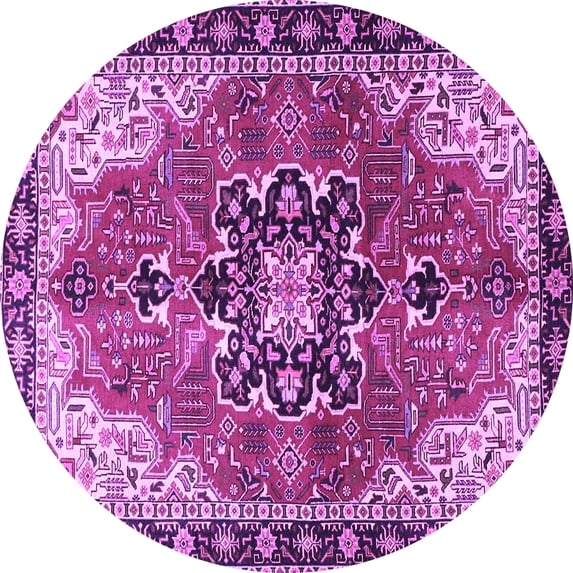 Ahgly Company Indoor Round Medallion Purple Traditional Area Rugs, 8' Round
