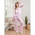 thumbnail image 5 of AIGUR Mommy and Me Matching Pajamas Bow Deer Print Button Down Long Sleeve Lapel Tops Pants Family Sleepwear, 5 of 9
