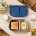 thumbnail image 6 of Lunch Box,Stainless Steel 2-Compartments Divided Plate with Silicone Lid,Portable Adult Lunch Box Food Storage for Office Outdoor Travel,7.84x4.87 Inch, 6 of 7
