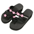 thumbnail image 3 of Flower Rhinestones Flip Flops for Women Vacation Sparkly Platform Slippers Boho Beach Slip on Dress Sandals, 3 of 6