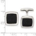 thumbnail image 3 of Stainless Steel Black Carbon Fiber Inlay Round Square Cufflinks Cuff Link Collar Stay, 3 of 7