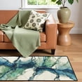 thumbnail image 2 of Teal Blue Green Marble Vein Hallway Runner Rug, 60x18 Inches Modern Abstract Watercolor Long Floor Mat, Non-Slip Washable Luxury Art Rug for Entryway Kitchen, 2 of 9