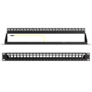 24-Port Modular Patch Panel,1U, Black, Shielded