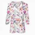 thumbnail image 4 of Paguaki Womens Floral Print 3/4 Sleeve Tunic Top Crewneck Blouse Soft Breathable Lightweight Casual Everyday T Shirts, 4 of 5