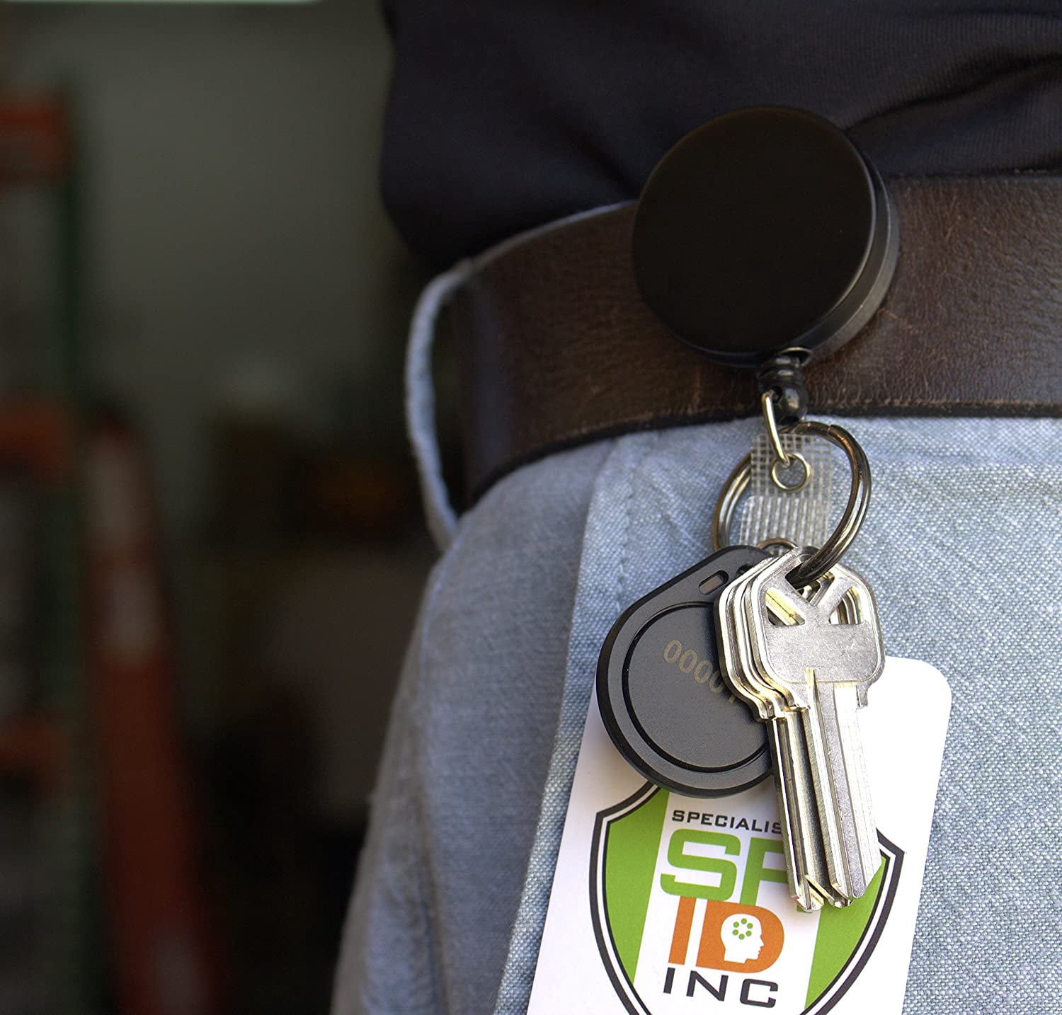 5 Pack - Heavy Duty Retractable Badge Reel with Key Ring - All Metal Construction Card & Key Holders with Thick Nylon Cord, Belt Clip, Reinforced ID Strap & Keychain by Specialist ID (Black / Silver)