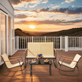 thumbnail image 2 of Lofka 4-Piece Patio Furniture Set, Outdoor Conversation Set with Loveseat, Rocking Chairs & Glass Table, Beige, 2 of 10
