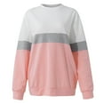 thumbnail image 4 of iMESTOU Colorblock O-Neck Sweatshirt for Women Trendy Women's Long Sleeve Sweatshirt Soft Sweatshirt XL Pink, 4 of 5