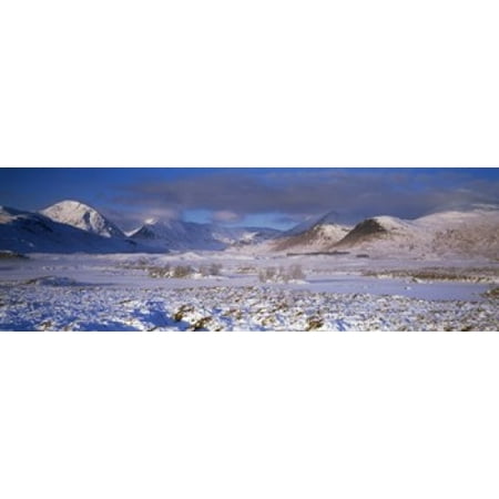 Snow covered landscape with mountains in winter Black Mount Rannoch Moor Highlands Region Scotland Canvas Art - Panoramic Images (18 x