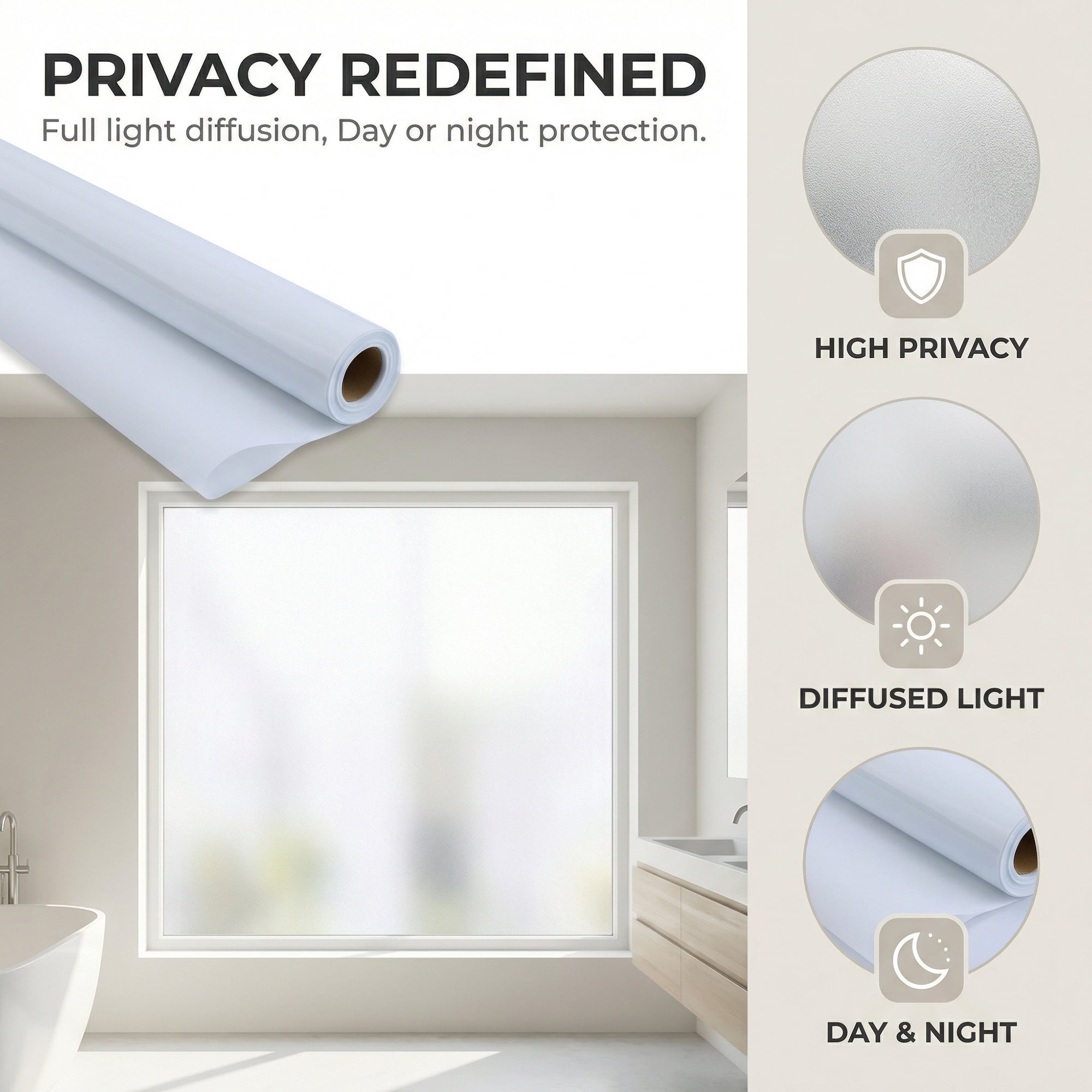 Unique Bargains Static Cling Frosted Window Privacy Film White 39.4" x 23.6"