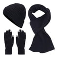 thumbnail image 2 of ZSQDM Scarf Gloves Hat Set for Teen Girls Women or Men Autumn Winter Warm Hat Scarf Gloves Three Pieces beanie Wide Brim Hats for Women Scarf Hat or Gloves Black Baseball Cap, 2 of 5