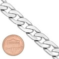 thumbnail image 2 of 11.5mm Polished Rhodium Plated Flat Link Bracelet, 8.5 inches, 2 of 7