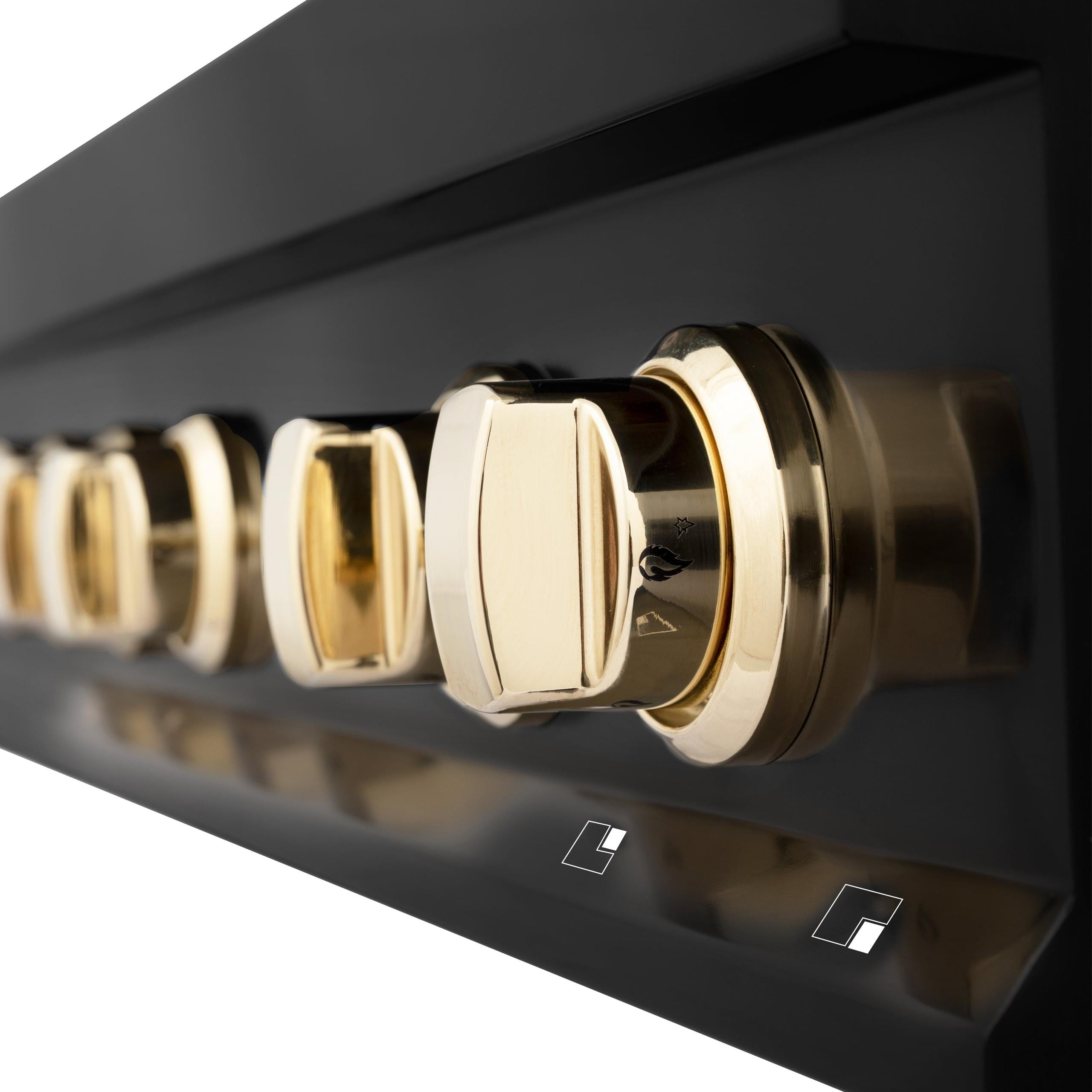 ZLINE 48 in. Autograph Edition Rangetop in Black Stainless Steel with Champagne Bronze Accents (RTBZ-48-CB)