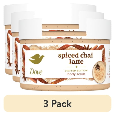 (3 pack) Dove Spiced Chai Latte Body Scrub for Deep Nourishment Holiday Treats Limited Edition, 10.5 oz