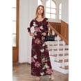 thumbnail image 4 of Asklazy Women's Long Sleeve Loose Plain Maxi Dresses Casual Long Dresses with Pockets,US Size,ZiWei Wine Red,S, 4 of 13