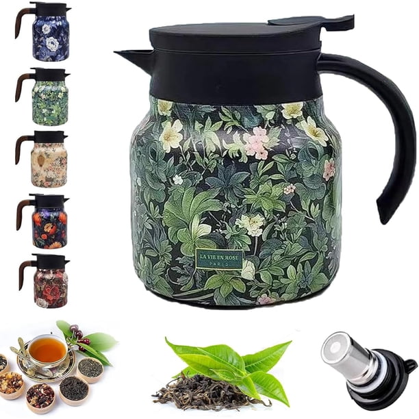2026Vintage Floral Pattern Tea-Built-In Infuser, Vintage Floral Pattern Tea – Built-In Infuser, 316 Stainless Steel Insulation, Removable, for Hot Drinks, Loose Tea