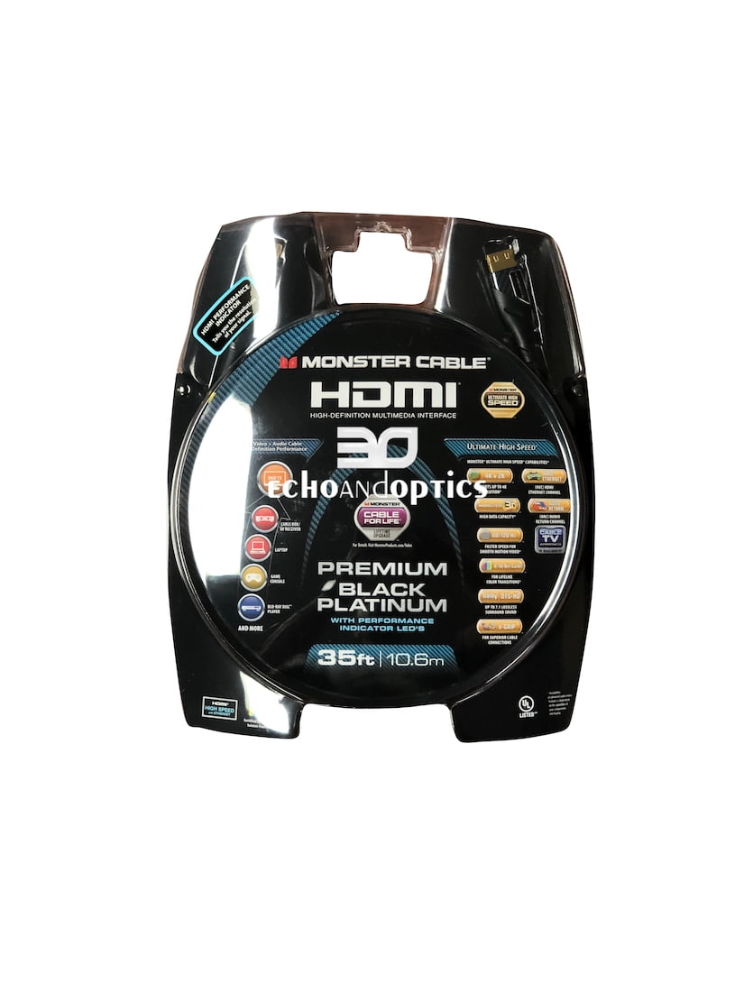 Monster Black Platinum Ultra HD High Speed HDMI - 35 ft - Walmart.com