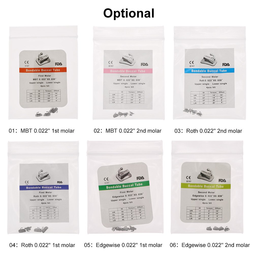 Lot De 200 Tubes Dentaires Buccaux Pour Orthodontie - 2ème Molaire Roth 022, Générique, Neuf