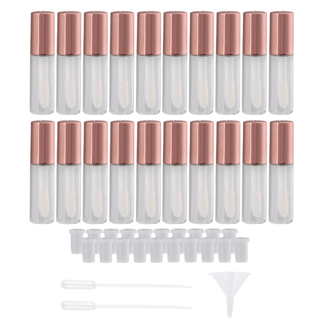 Tubos para brillo labial BQLZR color oro rosa, 1,2 ml, plástico, paquete de 20