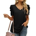 thumbnail image 5 of Black Women's Short Sleeve T-shirt, Womens Summer Shirt V Neck Casual T Shirs Short Sleeve Tops,Women's Short sleeve T-shirt XL, 5 of 7