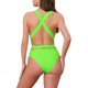 thumbnail image 3 of INSPIRAR CHIC Traje de baño de una pieza con escote en V profundo, cruce en la espalda y cordones, control de abdomen, corte alto, color verde fluorescente medio, 3 of 5