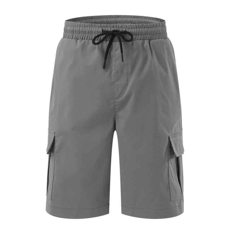 Gray Summer Short Cargo Pants Male Solid Color Plus Size Casual All Shorts  Fashionable Woven With Pockets