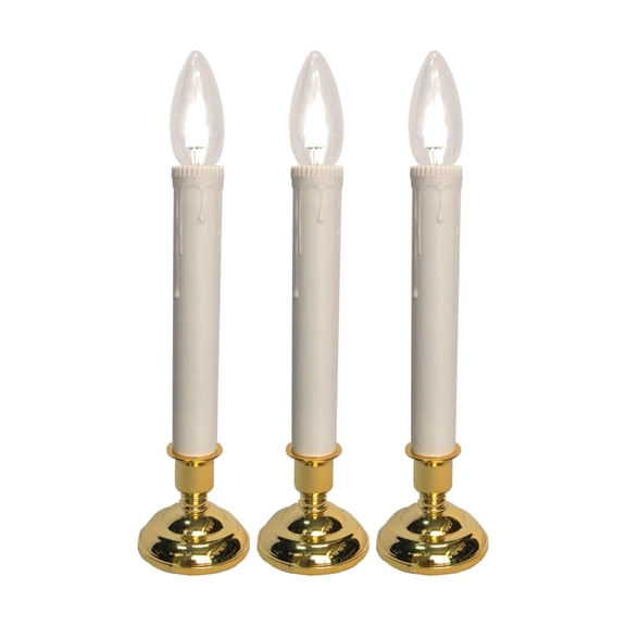 Brite Star Battery Operated 10-inch Tiffany LED Candles - 3 Count Flameless Candles with Timer- Perfect for Home Décor
