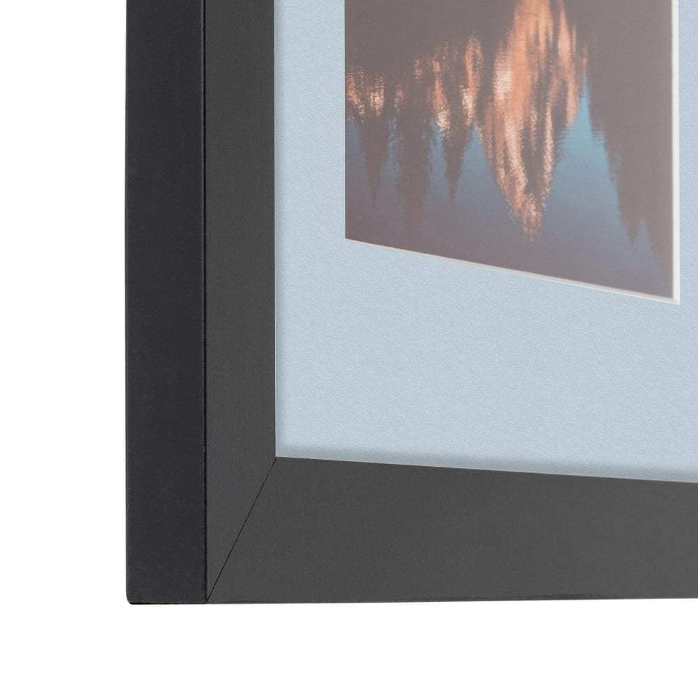 ArtToFrames 16x22 Matted Picture Frame with 12x18 Single Mat Photo Opening Framed in 1.25 Satin Black and 2 Baby Blue Mat (FWM-3926-16x22)