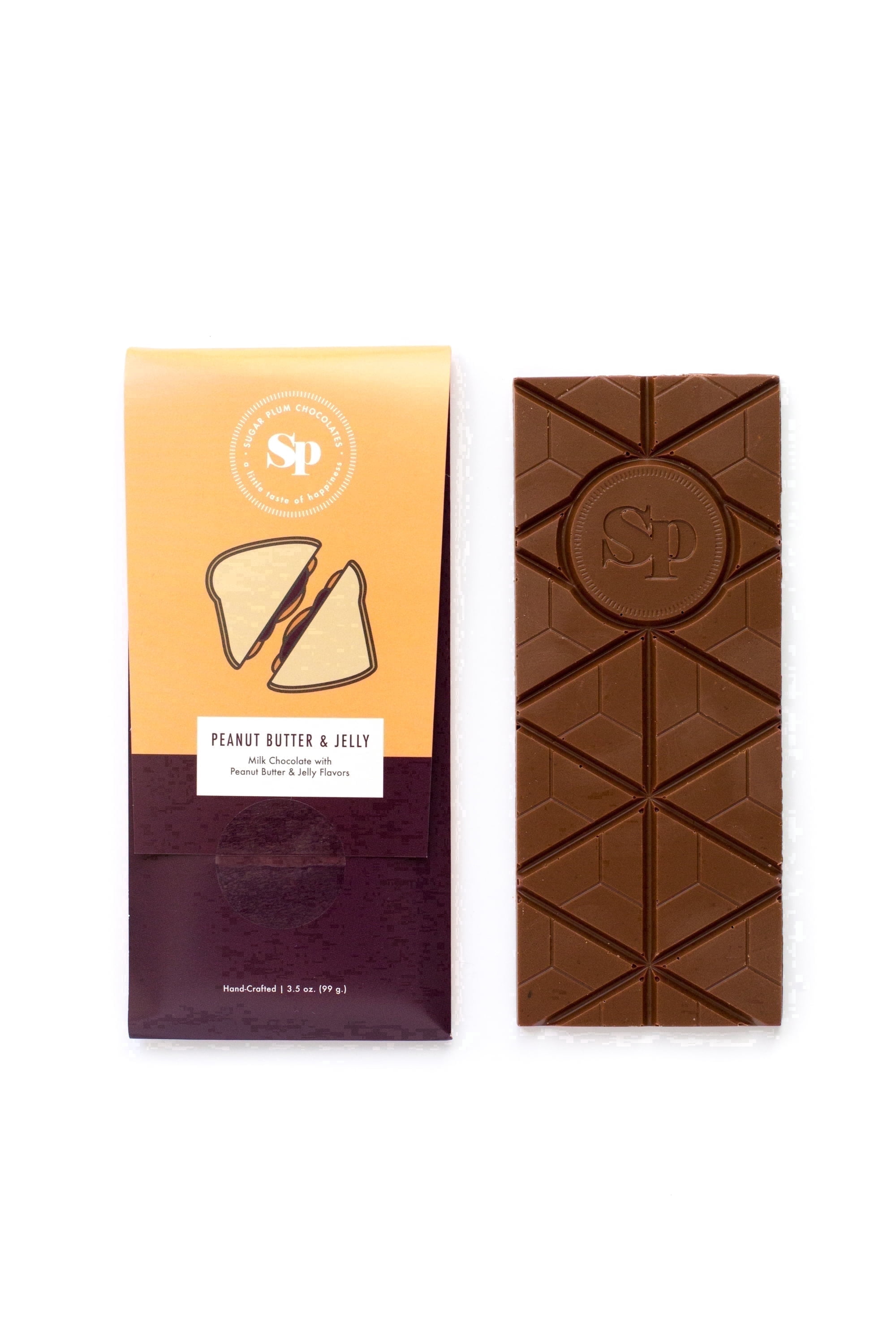 Sugar Plum Chocolates Peanut Butter and Jelly Milk Chocolate Bars Vegetarian 5-Pack 17.5 oz