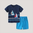 thumbnail image 2 of Boys Summer Outfit Casual Crew Neck T Shirt Shorts For Kids,Little Boys Size 6-7T,Dark Blue, 2 of 6