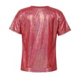 thumbnail image 2 of Raenseen Garçons Filles Crop Top Métallique à Manches Courtes pour Enfant Danse Sport Rouge 150, 2 of 7