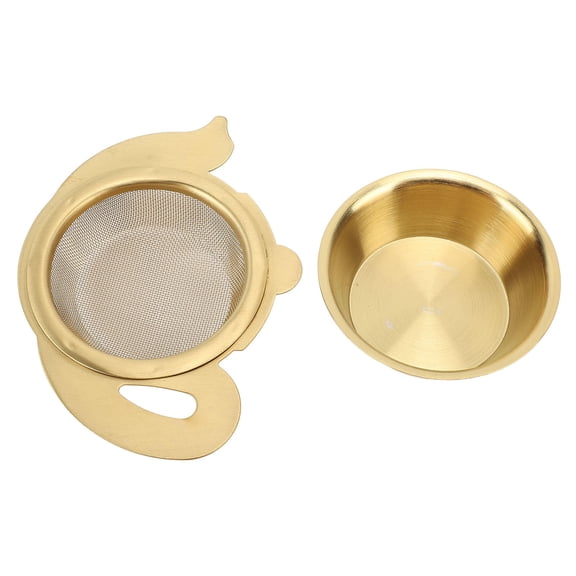BIMZUC 304 Stainless Steel Tea Infuser with Heat‑Insulated Base – Fine Mesh Strainer for Loose Leaf Tea, Gold‑Finish Teapot Style