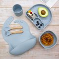 thumbnail image 5 of Rainbow & Butterflies |7 Piece| Silicone Baby Feeding Set – |Bib, Suction Bowl, Training Cup, Sectional Suction Plate & Lid, Spoon & Fork| – Food Grade Silicone, BPA Free, 5 of 7