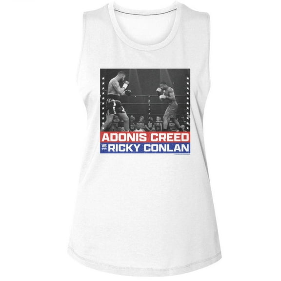 Rocky Creed vs Conlan Boxing Ladies Sleeveless Muscle White Tank Top S